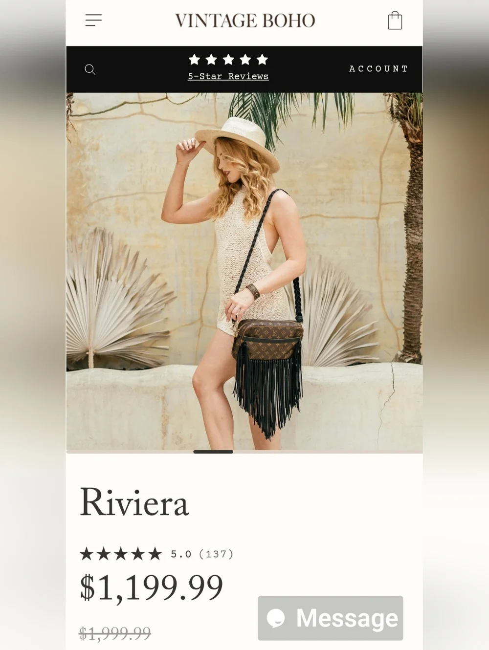 Vintage Boho Bag Monogram Fringe Crossbody with Black Strap - Picture 8 of 10